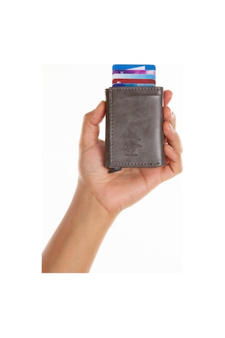 Newish Polo Erkek Mekanizmalı Kartlık Ve Cüzdan New020 - Gri Gri