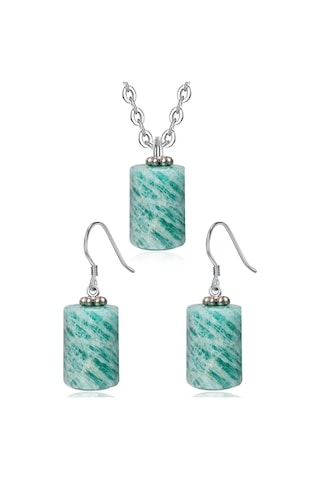 Sertifikalı Doğal Akuamarin Taşı Doğal Taş Kolye Küpe Seti Çok Renkli