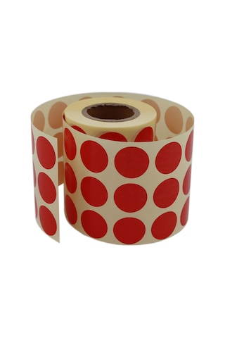 Renkli Kuşe Rulo Çap Etiketi 25mm X 25mm 2500 Adet Yan Yana 3 Lü
