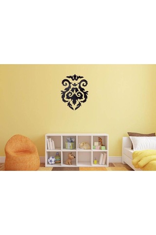 Duvar Süsü Sticker 2 Adet Siyah Çiçekli Şeffaf Filmli Pvc 48x33