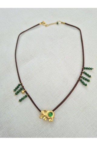 Kahve Süet Deri Fil Bayan Kolye