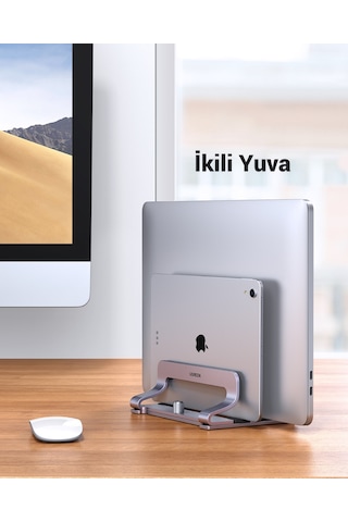 Ugreen Alüminyum Çift Yuvalı Notebook Apple Uyumlu MacBook Dikey Masaüstü Standı, 60643