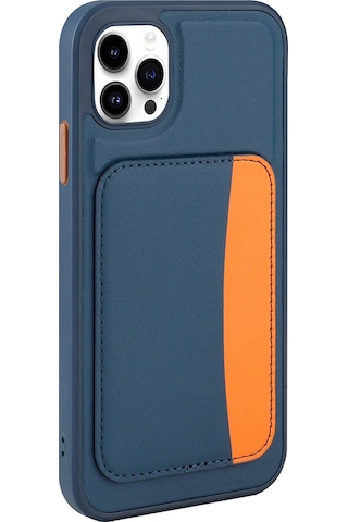 Nourthkiingdom Apple Uyumlu iPhone 11 Kılıf Kartlıklı Zore X-kart Silikon Kapak - Lacivert Lacivert