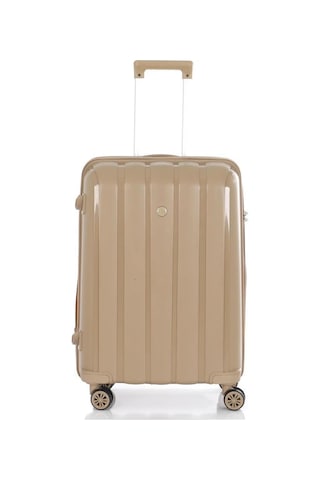 Mçs Bavul Orta Ve Kabin 2li Set Kırılmaz Silikon Valiz V305 Şampanya Şampanya