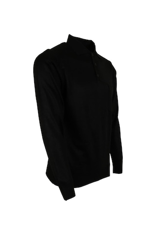 Erkek Siyah Kazak Polo Yaka Yünlü Klasik Normal Kesim Rar00645