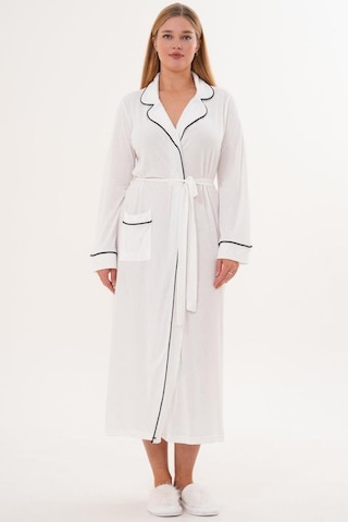 Mecit Pijama Mecit 6309 Ekru Kadın Uzun Sabahlık Ekru