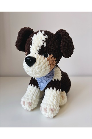 Bailey The Dog Amigurumi Köpek Oyuncak Açık Kahverengi - Beyaz