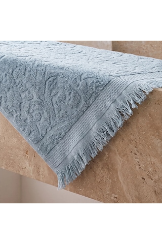 Botti Home %100 Pamuk Jakarlı El Ve Yüz Havlusu Seti 50 X 90 Cm Çeyizlik Saçaklı Havlu Bebe Mavisi