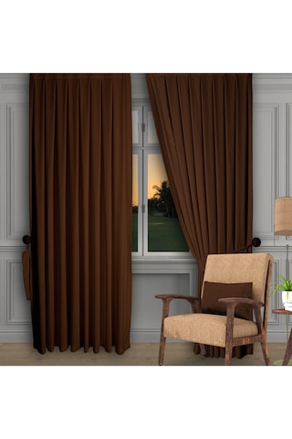 Açık Kahve Ada Fon Perde Normal Pile 1'e 2,5 Pile-açık Kahve Açık Kahverengi