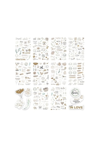 Düğün Sticker Seti, 325 Adet Çıkartma, Misafir, Konuk Defteri Veya Fotoğraf Albumü İçin Sevgi Dolu Vintage Love 1