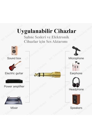 Yüksek Kalite 6.35 Erkek To 3.5 Dişi Stereo Ses Adaptörü Çevirici