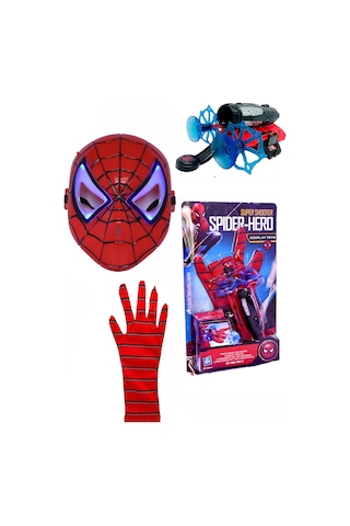 Örümcek Adam Ok Ağ Fırlatan Atan Eldiven Spiderman Işıklı Maske