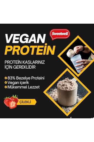 Sweetwell Çilek Aromalı Vegan Bezelye Proteini Tozu 3 x 400 G