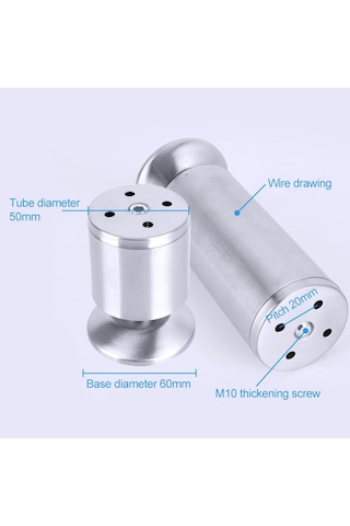 Paslanmaz Çelik Tel Çekme Kalınlaşmış Sütun Kanepe Mobilya Dolabı Ayağı, Yükseklik: 150mm Diğer