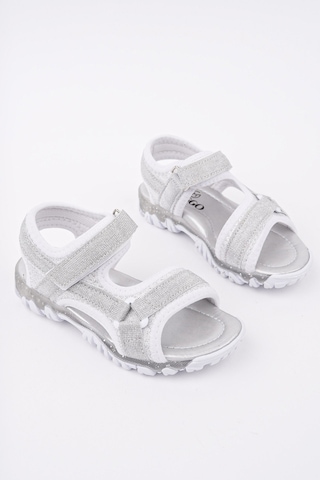 Muggo Elon Cırtlı Ve Simli Günlük Kız Çocuk Sandalet Gümüş