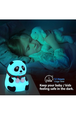 Panda Gece Lambası Dokunmatik Sensörlü Renkli Çocuklar İçin Gece Işıkları Masa Lambası Çok Renkli