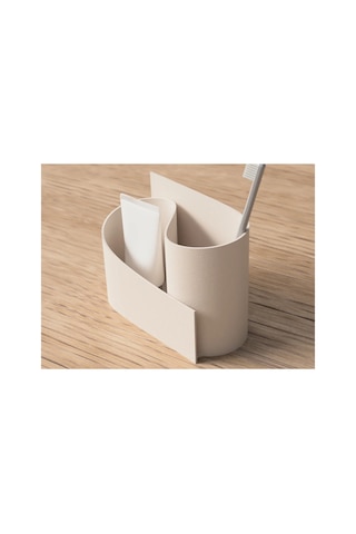 Alvera Kavisli Diş Fırçası Ve Küçük Eşya Tutucu Masa Ve Banyo Organizeri Modern Minimal - Krem
