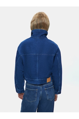 LTB Skyla Önü Cepli Crop Dark İndigo Jean Ceket Dark İndigo