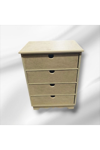 Ahşap Boyanabilir 4 Geniş Çekmeceli Takı-aksesuar Organizer Kutu