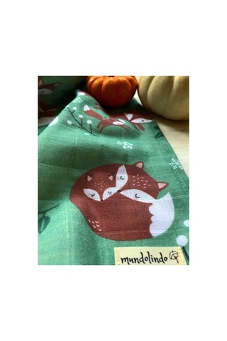 Fox In Green Organik Çift Kat Kareli Çok Amaçlı Müslin Örtü