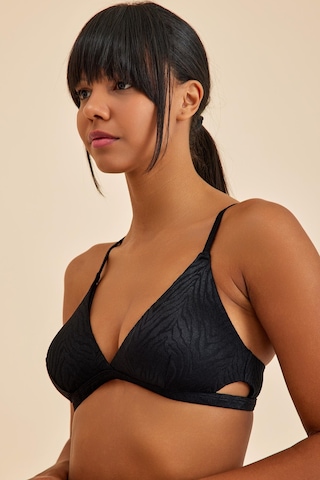 Bali Siyah Dolgusuz Pedli Üçgen Bikini Üst Siyah