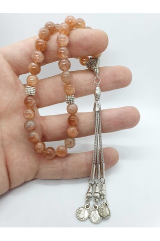 Sertifikalı Güneş Doğal Taş Tesbih 8 Mm Bal Renk