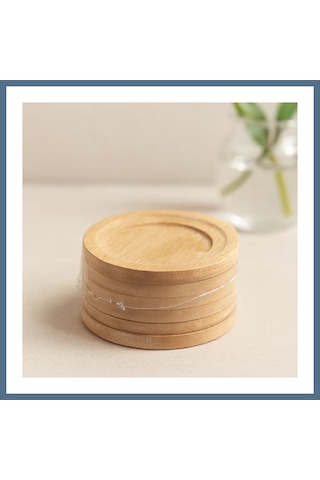 Buradabulabilirsin Bambu Ahşap Çay Tabağı 6'lı - 9.7 Cm Bbz