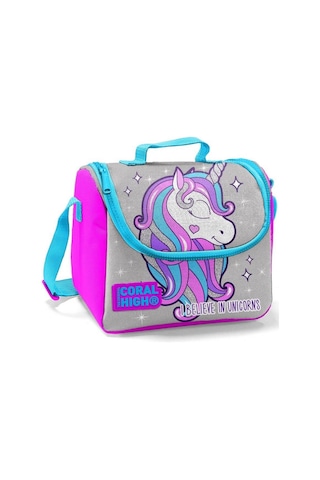 Coral High Kız Çocuk Pembe Unicorn 3'lü Çanta Takımı - USB Soketl