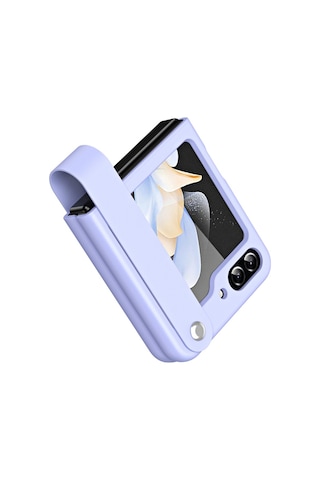 Teleplus Samsung Galaxy Uyumlu  Z Flip 6 Kılıf Skinfeel Shockproof El Tutmalı Standlı Kapak Mor
