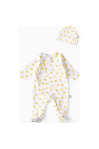 Boumini Bebek Patikli Tulum Şapka Set Limonlar-sarı Sarı