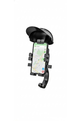 Şapka Korumalı Motosiklet Telefon Tutucu Gidon Ve Dikiz Aynası Uyumlu Siyah