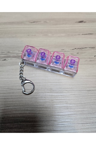 Işıklı Klavye Stres Giderici Anahtarlık - Pembe Açık Pembe