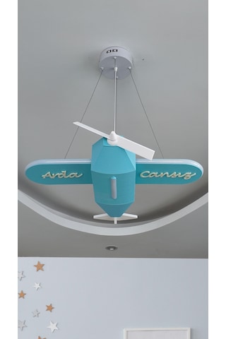 Uçak Temalı Entegre Led Çocuk Odası Sarkıt Avize 70x80 Cm Kişiye Özel Tasarım, El Yapımı Görünüm Diğer