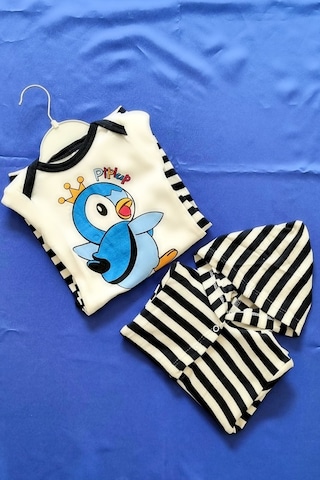 Penguen Desen 3 Lü Çocuk Takım-mavi Mavi