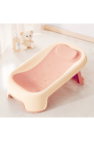 Katlanabilir Silikon Bebek Besleme Ve Yıkama Banyo Oturağı Alt Değiştirme Sehpası Pembe