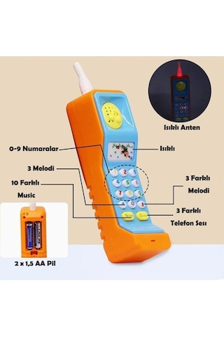 Sesli Işıklı Eğitici Telsiz Telefon 1 Adet 14 Cm
