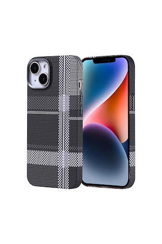 Zore Apple iPhone Uyumlu 13 Kılıf Magsafe Şarj Özellikli Karbon Fiber Görünümlü Omsy Nekst Kapak - Siyah