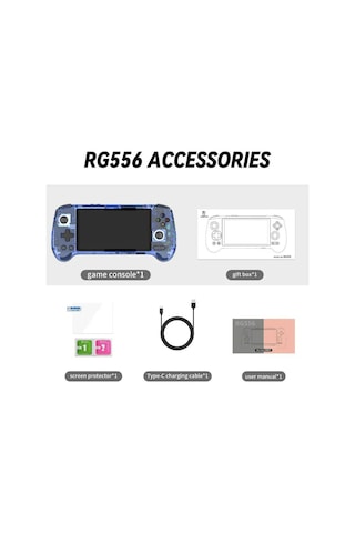 Rg 556 Android Retro El Oyun Konsolu Şeffaf Mavi - 5.48 İnç 1080p Fhd Amoled Ekran Unisoc T820 6nm 8 Gb Ram 128 Gb Manyetik Hall Tetik Ve Joystick Aktif Fan Soğutmalı Ps2 3ds Wii Taşınabilir Konsol
