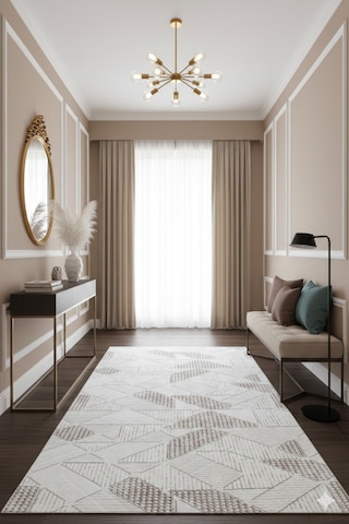 Modern Geometrik Desenli Bej Kahve Halı Kabartmalı Dokulu Salon Oturma Odası Yatak Odası Dekoratif Halı Fch3023 Kahve