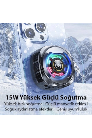 15w Manyetik Klipsli Seramik Telefon Soğutucu Fan Oyun Gaming Youtube Yayını İçin Memo