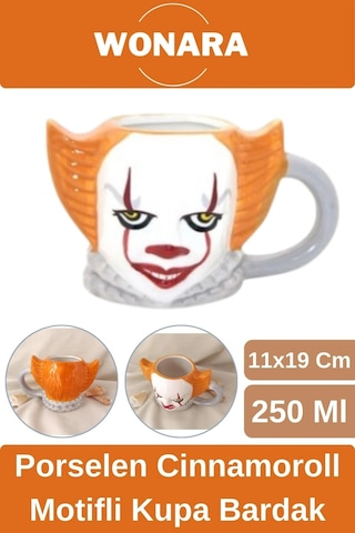 Özel Tasarım Sevgili Arkadaş Şık Ve Dekoratif Hediyelik Porselen Pennywise Motifli Kupa Bardak Diğer