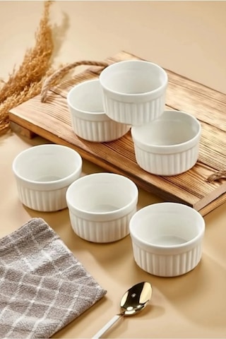 Porselen 6lı Sufle Ve Kek Fırın Kabı- 10 Cm