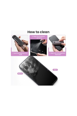 Dokunmatik Ekran Temizleyici, Araba, Tablet Ve Telefon Ekran Temizleyici, İkisi Bir Arada Sprey Ve Mikrofiber Kumaş, Kadınlar İçin Araba Aksesuarları Mükemmel ler Gri
