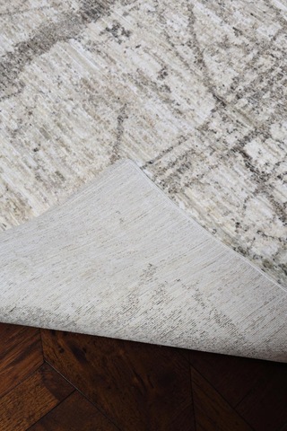 Vivanni Home Ashlynn Polyester Vintage Halı Pamuk Atkı Tabanlı Modern Dokuma Ev Halısı Bej Gri