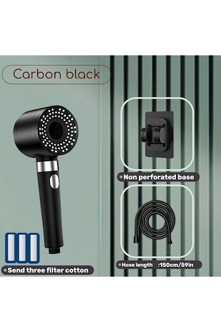 Fastbuy Challenger Koyu Gri 8 Hız Modlu Duş Başlığı Seti 3 Filtreli Yüksek Basınç 150cm Hortum Koyu Gri Koyu Gri