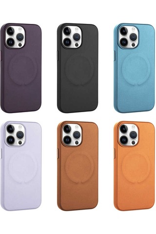 Apple Uyumlu iPhone 14 Pro Max Pu Deri Magsafe Wireless Şarj Özellikli Zore Derix Kapak