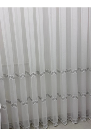 Nivemeshome Perlina Gümüş 1/2,5 Pileli Tül Perde Apm Gümüş