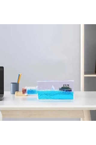 Büro Ev Hediyesi İçin Şişe İçinde Hareketli Batmayan Gemi Figürü