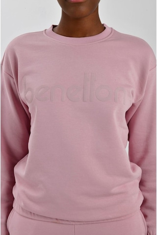 Kadın Önü Logo Baskılı Bisiklet Yaka Sweatshirt Pembe