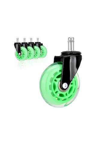 S-wheels Motion Silikon Oyuncu Koltuğu Tekeri 75mm - Yeşil Ofis Koltuk Tekeri Ultra Sessiz Sandalye Tekeri Yeşil
